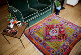 Vintage/Old Turgutlu Rug 3.9x4.9ft