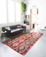 Turkish rug, vintage rug, flat weave, kilim rug, large area rug, square rug, Wild Shaman, Portland, Oregon, rug store, rug shop, local shop, bright colors, area rug, red rug, bold color