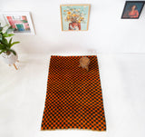 Vintage Turkish rug in a living room setting, pile rug, Turkish rug, vintage rug, portland, rug shop, bright colors, wild shaman, soft rug, bold color, Portland, Oregon, rug store, rug shop, local shop,