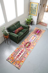 Old Kurdish Herki Runner 2.6ftx11ft