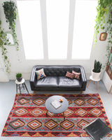 Turkish rug, vintage rug, flat weave, kilim rug, large area rug, square rug, Wild Shaman, Portland, Oregon, rug store, rug shop, local shop, bright colors, area rug, red rug, bold color