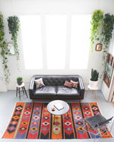 Turkish rug, vintage rug, flat weave, kilim rug, large area rug, square rug, Wild Shaman, Portland, Oregon, rug store, rug shop, local shop, bright colors, area rug, red rug, bold color