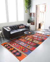 Turkish rug, vintage rug, flat weave, kilim rug, large area rug, square rug, Wild Shaman, Portland, Oregon, rug store, rug shop, local shop, bright colors, area rug, red rug, bold color