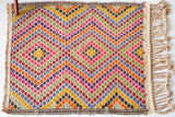 Vintage mini kilim rug in room decor setting, kilim, Turkish rug, vintage rug, portland, rug shop, bright colors, wild shaman, soft rug, bold color, Portland, Oregon, rug store, rug shop, local shop