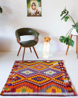 pile rug, Turkish rug, vintage rug, portland, rug shop, bright colors, wild shaman, area rug, red rug, mini rug, bold color, Portland, Oregon, rug store, rug shop, local shop, flat weave, kilim rug