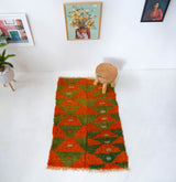 Vintage Turkish rug in a living room setting, pile rug, Turkish rug, vintage rug, portland, rug shop, bright colors, wild shaman, soft rug, bold color, Portland, Oregon, rug store, rug shop, local shop, shag rug, shaggy, plush