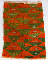 Vintage Turkish rug in a living room setting, pile rug, Turkish rug, vintage rug, portland, rug shop, bright colors, wild shaman, soft rug, bold color, Portland, Oregon, rug store, rug shop, local shop, shag rug, shaggy, plush