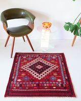 pile rug, Turkish rug, vintage rug, portland, rug shop, bright colors, wild shaman, area rug, red rug, mini rug, bold color, Portland, Oregon, rug store, rug shop, local shop, flat weave, kilim rug