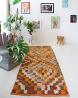 Vintage Turkish runner rug in living room setting, old rug, antique rug, pastel colors, faded colors, Turkish rug, vintage rug, soft rug, Portland, Oregon, rug store, rug shop, local shop
