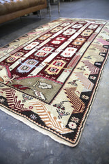 Old Turkish Milas Rug 4.3ftx7.7ft