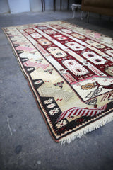 Old Turkish Milas Rug 4.3ftx7.7ft