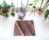 Vintage Turkish rug in a living room setting, pile rug, Turkish rug, vintage rug, portland, rug shop, bright colors, wild shaman, soft rug, bold color, Portland, Oregon, rug store, rug shop, local shop, shag rug, shaggy, plush