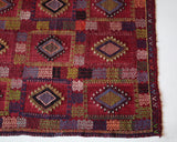 Vintage mini kilim rug in room decor setting, kilim, Turkish rug, vintage rug, portland, rug shop, bright colors, wild shaman, soft rug, bold color, Portland, Oregon, rug store, rug shop, local shop