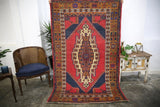 Vintage Faded Anatolian Turkish Rug 4.5ftx7.2ft