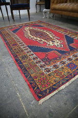 Vintage Faded Anatolian Turkish Rug 4.5ftx7.2ft