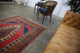 Vintage Faded Anatolian Turkish Rug 4.5ftx7.2ft