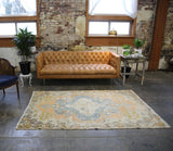 Vintage Faded Anatolian Turkish Rug 4.8x7.6ft