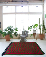 Vintage Turkish rug in a living room setting, pile rug, Turkish rug, vintage rug, portland, rug shop, bright colors, wild shaman, soft rug, bold color, Portland, Oregon, rug store, rug shop, local shop, shag rug, shaggy, plush