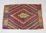 Vintage mini kilim rug in room decor setting, kilim, Turkish rug, vintage rug, portland, rug shop, bright colors, wild shaman, soft rug, bold color, Portland, Oregon, rug store, rug shop, local shop