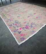 Vintage Faded Anatolian Turkish Rug 4.7ftx7.7ft