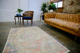 Vintage Faded Anatolian Turkish Rug 4.3ftx6.11ft