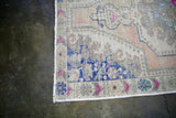 Vintage Faded Anatolian Turkish Rug 4.3ftx6.11ft