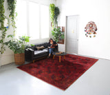 old rug, antique rug, Turkish rug, Portland, Oregon, rug store, rug shop, local shop, bright colors, wild shaman, large rug, area rug, red rug, bold color, burgundy, dark red