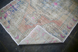 Vintage Faded Anatolian Turkish Rug 4.3ftx6.11ft