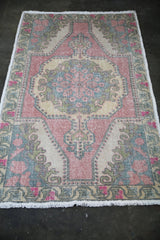 Vintage Faded Anatolian Rug 4.5ft x 7.4ft