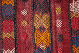 Vintage mini kilim rug in room decor setting, kilim, Turkish rug, vintage rug, portland, rug shop, bright colors, wild shaman, soft rug, bold color, Portland, Oregon, rug store, rug shop, local shop