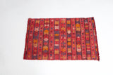 Vintage mini kilim rug in room decor setting, kilim, Turkish rug, vintage rug, portland, rug shop, bright colors, wild shaman, soft rug, bold color, Portland, Oregon, rug store, rug shop, local shop