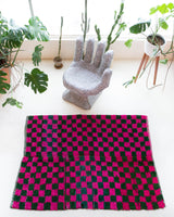 Vintage Turkish rug in a living room setting, pile rug, Turkish rug, vintage rug, portland, rug shop, bright colors, wild shaman, soft rug, bold color, Portland, Oregon, rug store, rug shop, local shop, shag rug, shaggy, plush