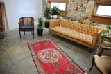 Vintage Faded Anatolian Turkish Rug 3.4ft x 6.7ft