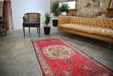 Vintage Faded Anatolian Turkish Rug 3.4ft x 6.7ft