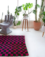 Vintage Turkish rug in a living room setting, pile rug, Turkish rug, vintage rug, portland, rug shop, bright colors, wild shaman, soft rug, bold color, Portland, Oregon, rug store, rug shop, local shop, shag rug, shaggy, plush