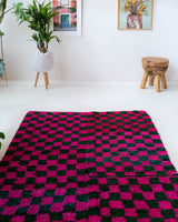 Vintage Turkish rug in a living room setting, pile rug, Turkish rug, vintage rug, portland, rug shop, bright colors, wild shaman, soft rug, bold color, Portland, Oregon, rug store, rug shop, local shop, shag rug, shaggy, plush