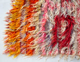 Vintage Turkish runner rug in a living room setting, pile rug, Turkish rug, vintage rug, portland, rug shop, bright colors, wild shaman, soft rug, bold color, Portland, Oregon, rug store, rug shop, local shop, antique rug