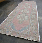 Vintage Faded Anatolian Turkish Runner Rug 2.10ftx9ft
