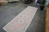 Vintage Faded Anatolian Turkish Runner Rug 2.10ftx9ft