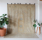 Vintage Turkish rug in living room setting, old rug, antique rug, pastel colors, faded colors, Turkish rug, vintage rug, soft rug, Portland, Oregon, rug store, rug shop, local shop