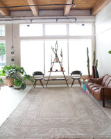 Vintage Turkish rug in living room setting, old rug, antique rug, pastel colors, faded colors, Turkish rug, vintage rug, soft rug, Portland, Oregon, rug store, rug shop, local shop