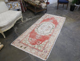 Vintage Faded Anatolian Turkish Rug 3.4x7.2