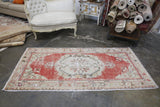 Vintage Faded Anatolian Turkish Rug 3.4x7.2