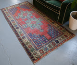 Vintage Turkish Anatolian Rug 3.7ftx7.2ft