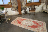Vintage Faded Anatolian Turkish Rug 3.4x7.2