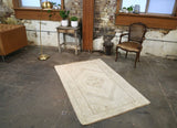 Vintage Faded Anatolian Rug 3.9ft x 5.10ft