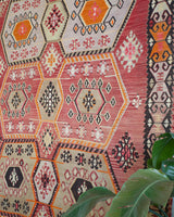 Turkish rug, vintage rug, flat weave, kilim rug, large area rug, square rug, Wild Shaman, Portland, Oregon, rug store, rug shop, local shop, bright colors, area rug, red rug, bold color