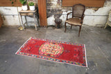 Vintage Faded Anatolian Turkish Rug 2.7x5.6ft