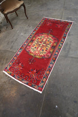 Vintage Faded Anatolian Turkish Rug 2.7x5.6ft