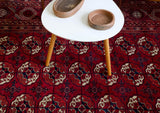 old rug, antique rug, Turkish rug, Portland, Oregon, rug store, rug shop, local shop, bright colors, wild shaman, large rug, area rug, red rug, bold color, burgundy, dark red